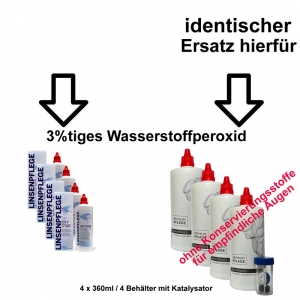 Alternative Ersatz fr Linsenpflege Oxy Star / Premium Pflegemittel Peroxid 4x360ml/4Behlter