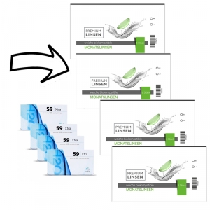 Extreme H2O 59 XTRA Sparpack - 4 Boxen- 24 Linsen → Nachfolger Premium Linsen biokompatible Monatslinsen 4 Boxen- 24 Linsen